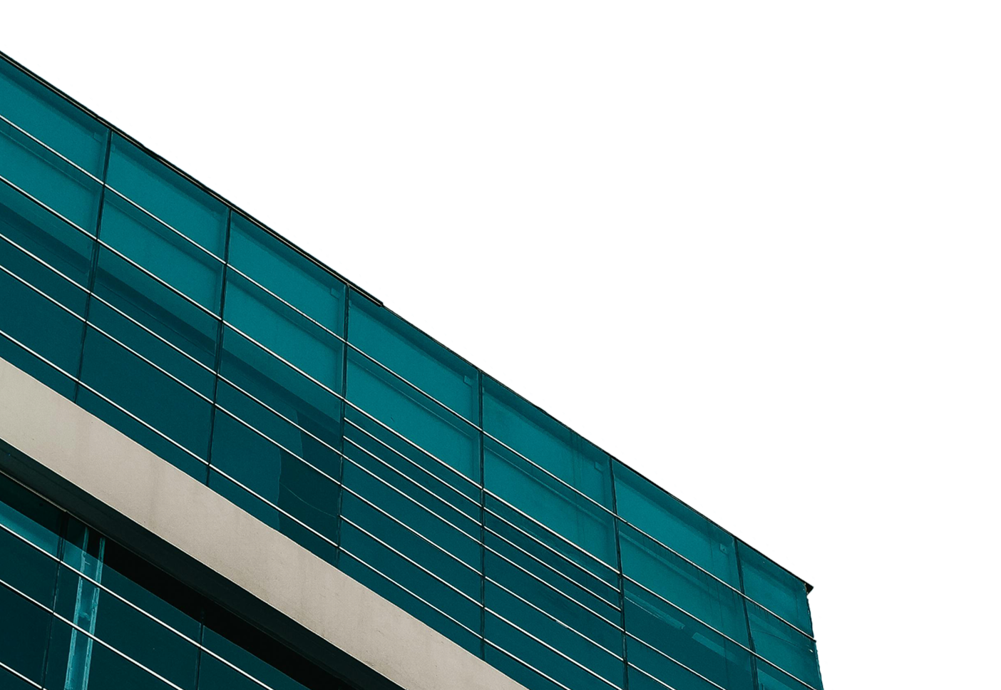 Teal glass building